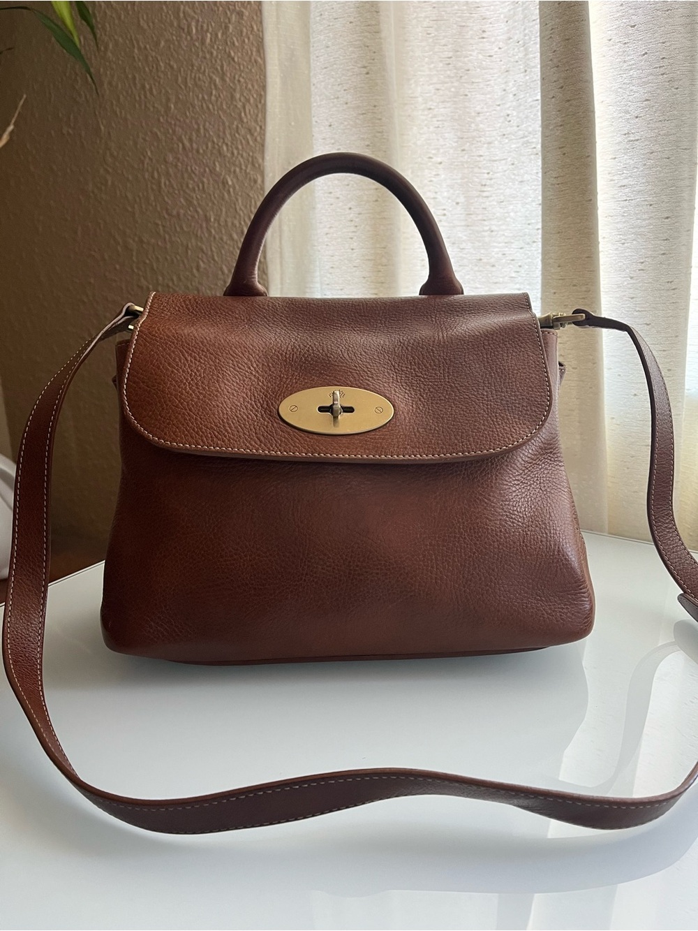 MULBERRY SMALL DOROTHY SATCHEL IN OAK NVT LEATHER